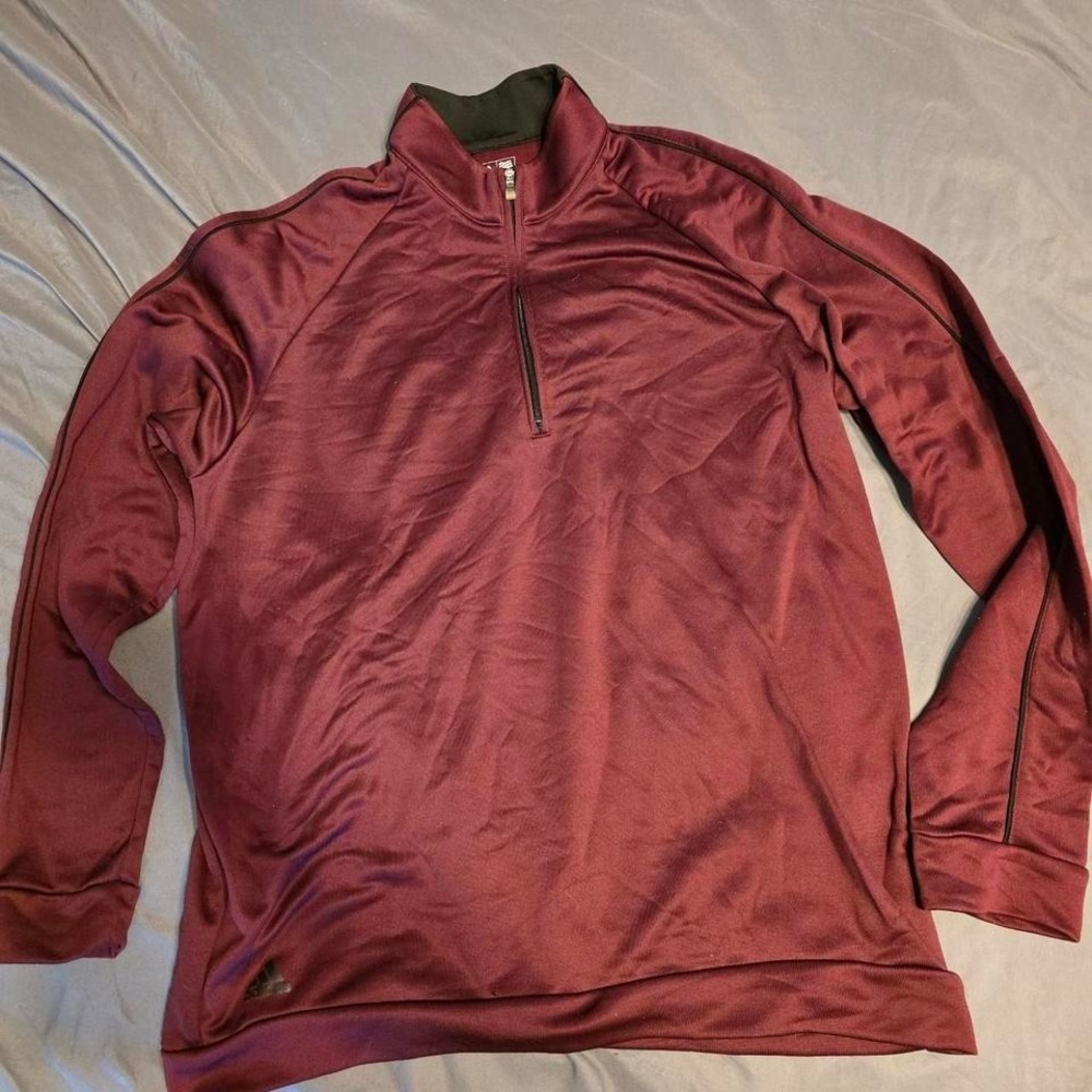 Adidas burgundy quarter zip golf‎ shirt Size L